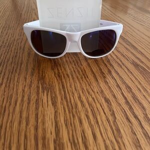 White Frame Sunglasses With Blue Lens UV Protection
